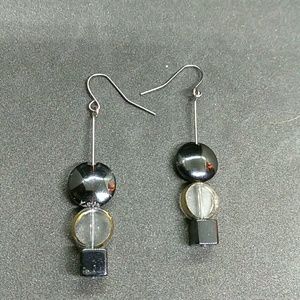 Black & Clear Geometric Handmade Earrings